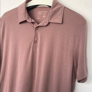 Fresh Clean Threads Pink Mauve Brown Polo Shirt Classic Collar Short Sleeves M